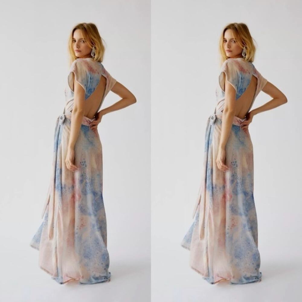 Free People Desert Flower Velvet Maxi Dress NWT XS Pink Blue Tie Dye - Picture 9 of 9